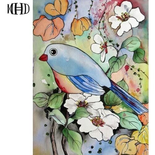 MHD Diy Diamond Embroidery icon Flower Diamond painting bird picture full Diamond mosaic painting rhinestone Needlework