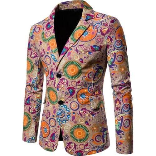 2019 New Cotton Linen Nationality Printing Men Suit Jacket Business Blazers Slim Fit Casual Popular Suit Dress Jacket Men