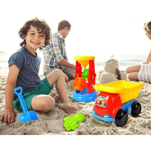 17PCS/ Set Beach Tools Set Sand Playing Toys Children Kids Fun Water Beach Seaside Tools Sandglass Shovel Truck Beach Sand Toys