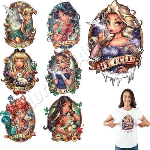 Princess Parches Princess Painting Patches Decor Custom Stickers Heat Transfer Washable Applique DIY Patches