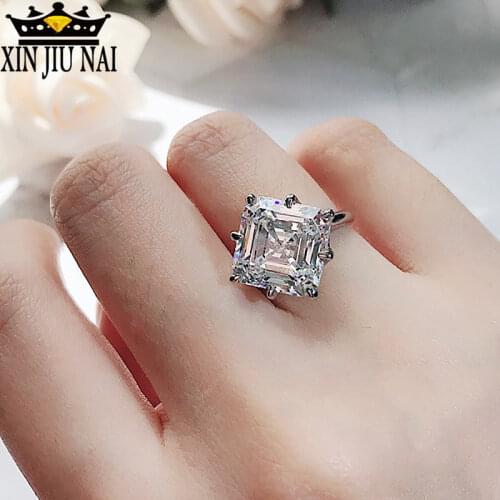 2020 new 18K white gold square fashion proposal inlaid with large gems senior lady cute romantic charm luxury party ring