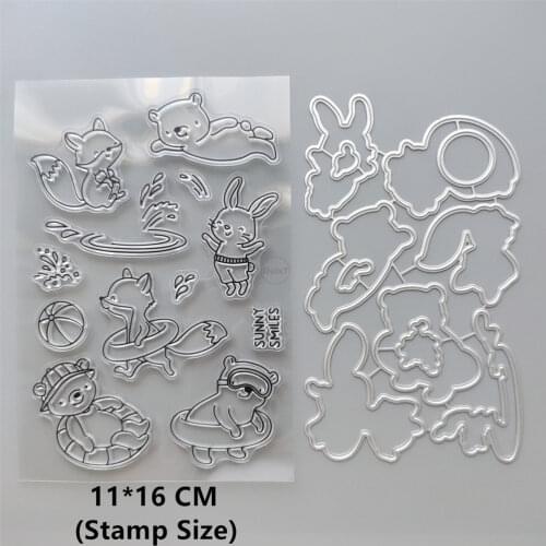 2021 New Squirrel Little Bear Clear Stamps and Metal Cutting Dies DIY Scrapbooking Embossing Album Seal Template Punch Stencils
