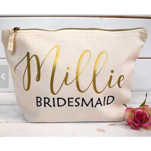 NEW Personalised glitter Bridesmaid wedding Gift Make Up Bags Unique Gift for Bridal Party makeup Bags maid of honor flower girl