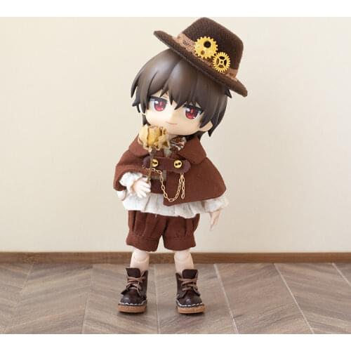 Ob11 doll clothes suit Ymy baby clothes steampunk brown suit pants shirt hat cape and other five into the doll clothes accessori
