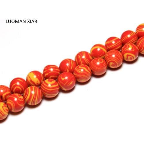 Wholesale Orange Malachite Mix Color Natural Stone Beads For Jewelry Making DIY Bracelet Necklace 4/6/8/10/12 mm Strand 15