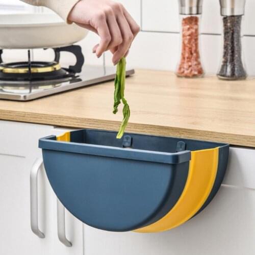 Semicircle Foldable Waste Container Self-adhesive Kitchen Car Cabinet Door Hanging Foldable Trash Can Wall-mounted Storage Bin