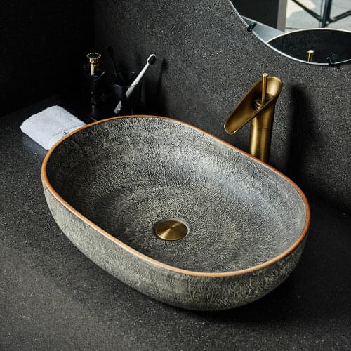 Bathroom Sink Ceramic Wash Basin Lavamanos Oval Lavabo Art Basin Hotel Toilet Basin Household Washing Hand Basin Wax Gourd Shape