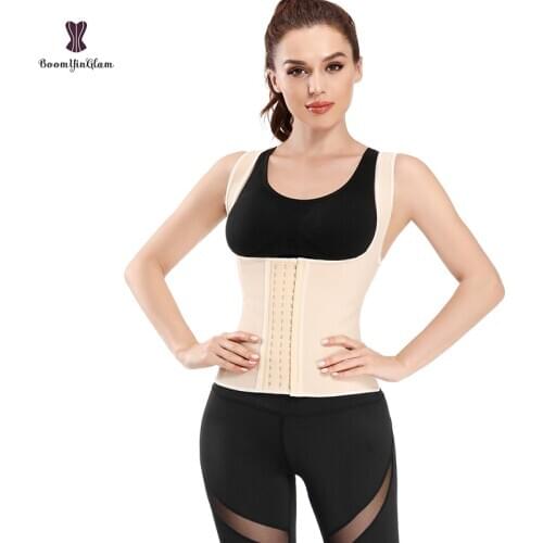 Plus Size XS To 6XL Shouldwe Straps Womens Body Shapwear Latex Girdle Vest 9 Robs Waist Trainer Corset Body Shaper With Hooks
