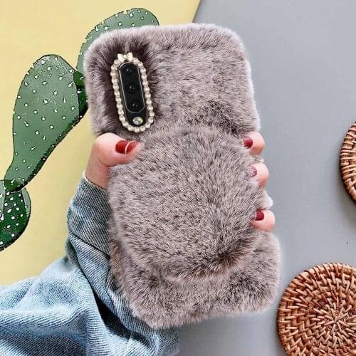 Pepmune Luxury Cute Mirror Fur Fluffy Case For Samsung Galaxy A70 A40 A30 A20 A10 Women Winter Warm Soft Cover For A50