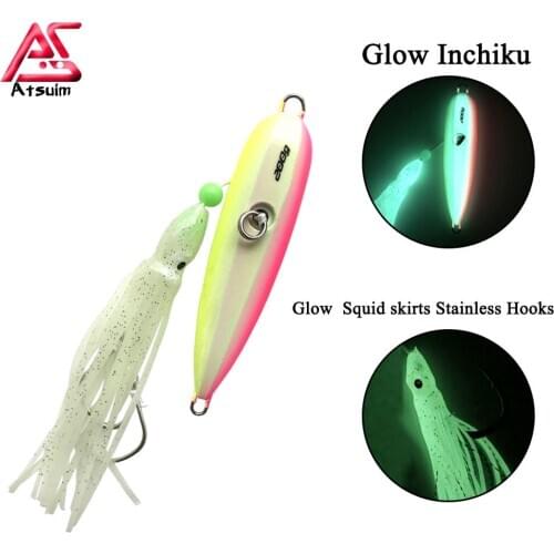 AS Inchiku Slow Jig Bottom Ship Luminous Fishing Lures Metal and Octopus Skirt Squid Bait Assist Hook 100g 120g 150g 200g 250g
