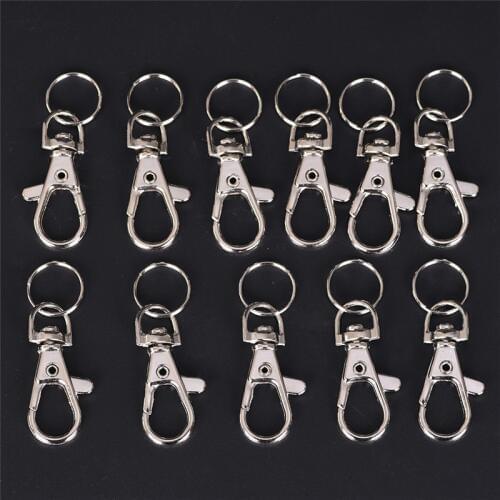 10PC Silver Swivel Trigger Clips Snap Lobster Clasp Hook Bag Key Ring Hooks Gift 37*22 Mm Keychain Accessories