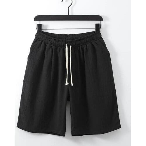 Large size mens summer loose tight waist five-point pants 8XL 9XL 10XL 11XL 12XL solid cotton linen casual shorts