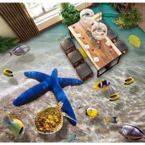 SeaWorld stereoscopic 3D mall bathroom floor Custom Photo self-adhesive 3D floor PVC waterproof floor