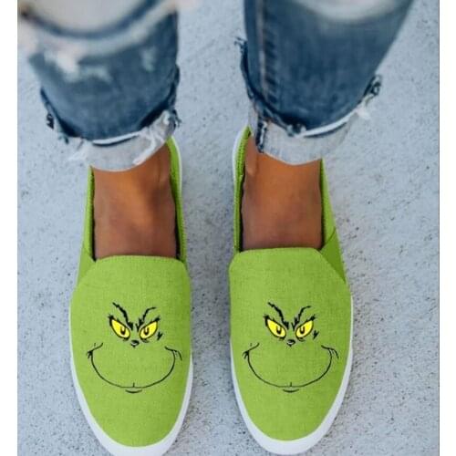 Anime Cartoon Flat Shoes Women Round Toe Shallow Canvas Sneakers Plus Size Casual Platform New 2021