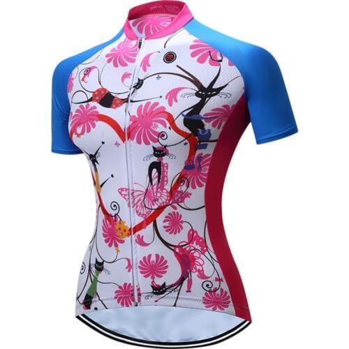Teleyi 2017 Women Summer Cycling Jersey Shirt Ropa Ciclismo Quick Dry 100% Polyester Short Sleeve Bicycle Clothing Cycling Wear