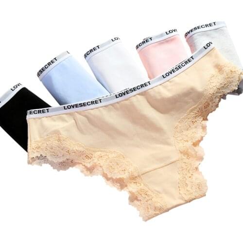 LANGSHA 4PCS/LOT Panties Womens Sexy Lace Panties Seamless Cotton Lingerie Breathable Panty Sexy Briefs Girl Brand Underwear