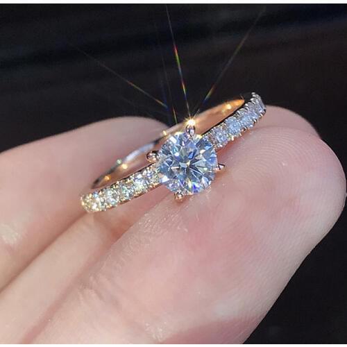 YOBEST New Trendy Crystal Engagement Design Hot Sale Rings For Women AAA White Zircon Cubic elegant rings Female Wedding jewelry