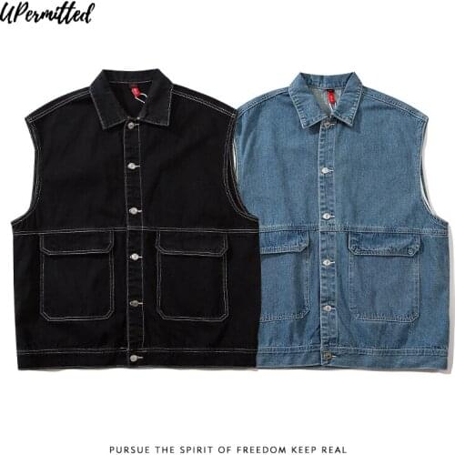 2021 Autumn NEW Pockets Work Mens Fashion Street Loose Casual Tactical Coat Mens Denim Warm Vests Sleeveless Top Hot Sale