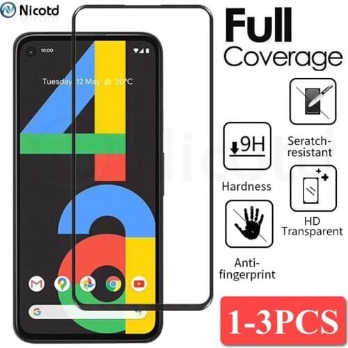 1-3Pcs Full Cover Tempered Glass For Google Pixel 4A Full Glued Screen Protector For Google Pixel 4A Protective Glass Film Case