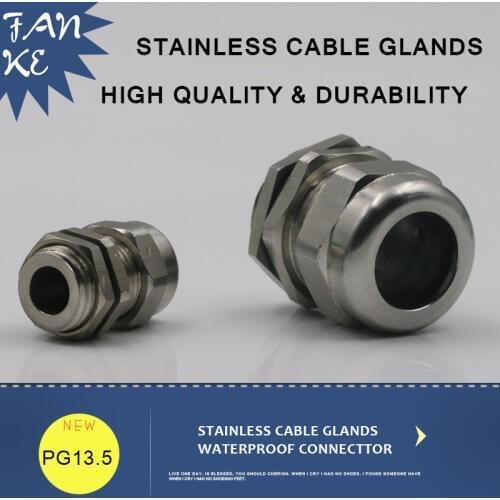 1piece PG13.5 Cable Distributors Stainless Cable Gland IP68 Cord Grips For6-12mm stainless steel wire rope