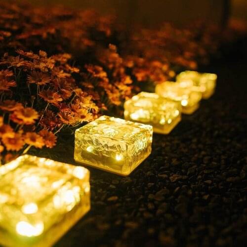 1Pcs Solar Floor Tile Light LED Lawn Light Ice Brick Light Outdoor Courtyard Garden Landscape Light Lawn Deck Solar Buried Lamps