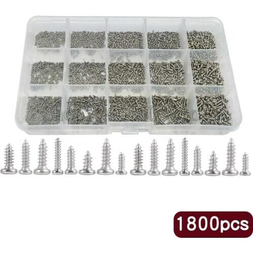 1800pcs M1 M1.2 M1.4 M1.7 Mini Cross Self Tapping Screw Assortment Kit Wood Thread Nail Screw Glasses Phone laptop Micro screws