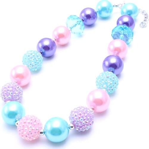 2PCS/lot Children Chunky Bubblegum Necklace Candy Color Beads Necklace For Kids Girl Jewelry Free Shipment