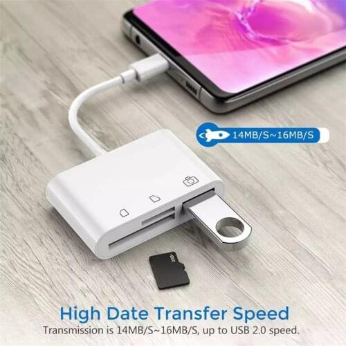 3 In 1 Type C Card Reader Adapter USB SD Micro SD TF Card Camera Connection Smart Memory Card For Macbook Pro Type-C Port
