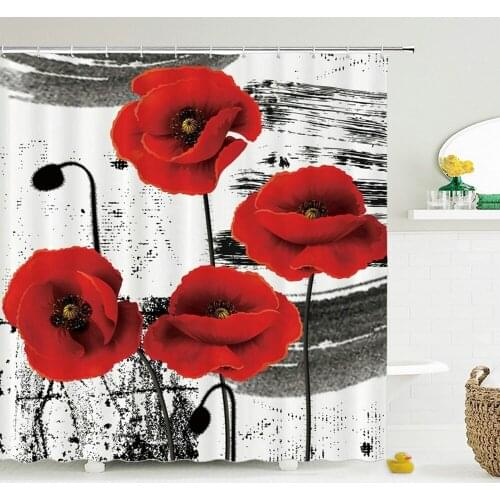 3D Home Decoration Flowers Bathroom Curtains With Hooks Waterproof Polyester Printing Floral Shower Curtain Bath Room Screen