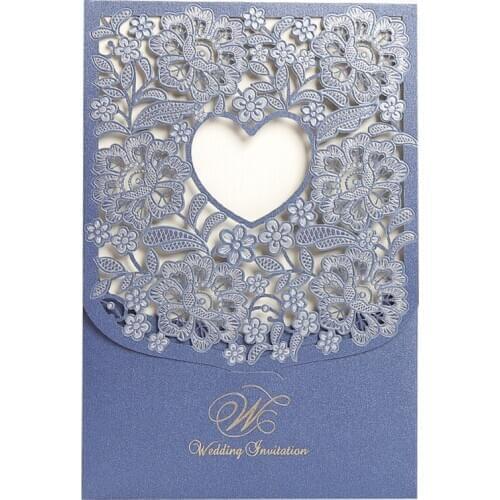 50pcs Love Heart Laser Cut Wedding Invitation Cards Elegant Flora Greeting Cards Personalized Wedding Decoration Party Supplies