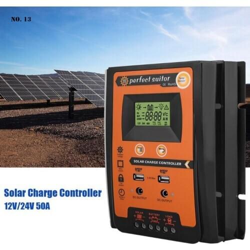 50A 70A Solar Charge Controller USB LCD Display Solar Panel Battery Regulator Dual MPPT Solar Charge Controller Home Garden Tool