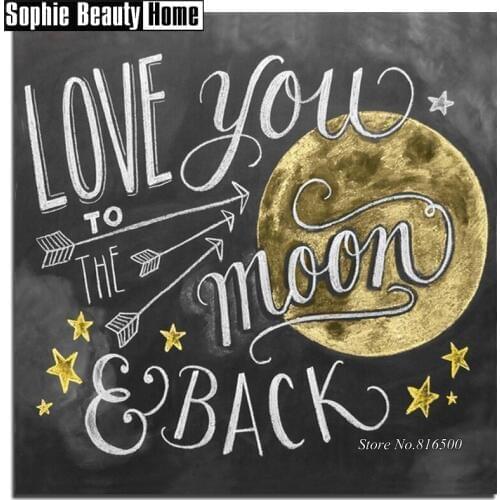 Diy 5D Diamond Painting Cross Stitch Blackboard Moon Love You Diamond Embroidery Pattern Full Drill Mosaic Home Decor Art 187280