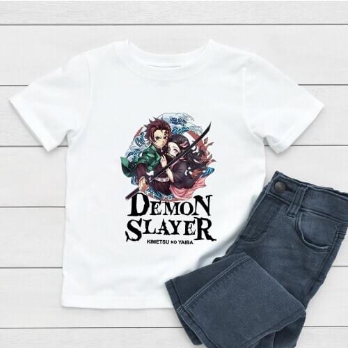 Demon Slayer T Shirt Kids Kawaii Summer Top 2020 Cartoon T-shirt Kimetsu No Yaiba Funny Demon Blade Boys Tshirt Children Clothes