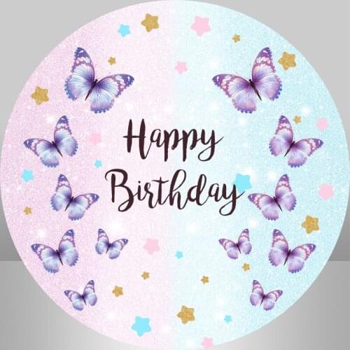 Girls Birthday Party Background Butterfly Baby Shower Photo Studio Customize Circle Round Backdrop Party Decoration