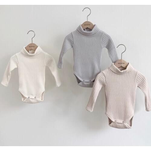 Baby Girl Bodysuit 2021 Spring Newborn Girls Boys Long Sleeve Turtleneck Thicken Jumpsuit Kids Baby Outfits Clothes For 0-24M