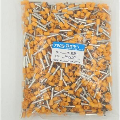 E4018 INSULATED BOOTLACE FERRULE TERMINAL ( FOR 2.5mm2 cable) crimp connector any colour