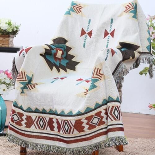 Ethnic Style Geometric Sofa Blanket Leisure Blanket Tapestry Soft Warm Cotton Blanket Spring And Autumn Light Sofa Blanket