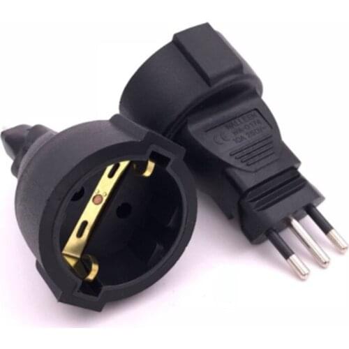 European Euro EU Sockets 2 Pin to Italy 3 Pin Plug Adapter Travel Mains Adapter