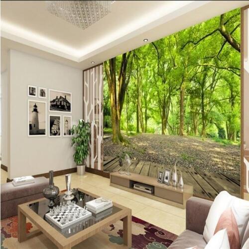 Photo wallpaper Forest natural scenery 3D stereo wallpaper bedroom TV backdrop living room wallpaper mural