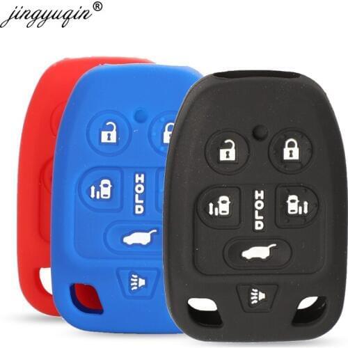 Jingyuqin 6 Buttons Silicone Car Key Case For HONDA /ODYSSEY 2011 2012 2013 2014 Key Cover Fob Holder Protector