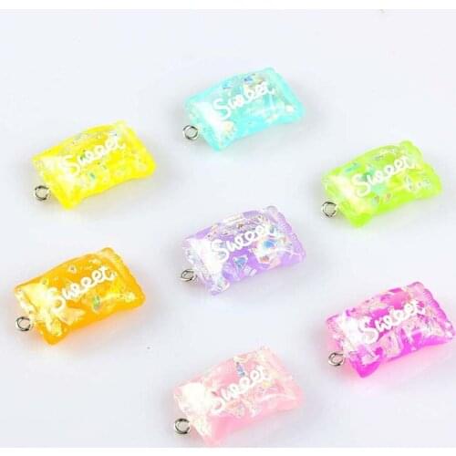 Julie Wang 10pcs Mix Resin Artficial Sweets Charms Sugar Candy Pendant Earrings Bracelet Necklace Dangle Keychain Jewelry Making