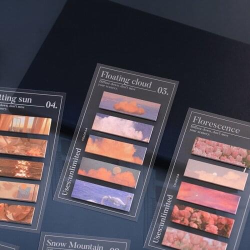 Tape sticky notes Cosmic Fragment Series Landscape account 100 basic material stickers 6 styles Office School supplies02225