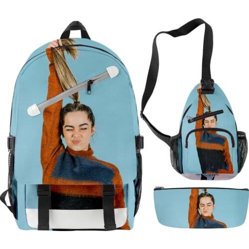 Addison rae merch Backpack set 3 pieces 3D printing lightweight youth school bag multi-zipper chest bag pencil case