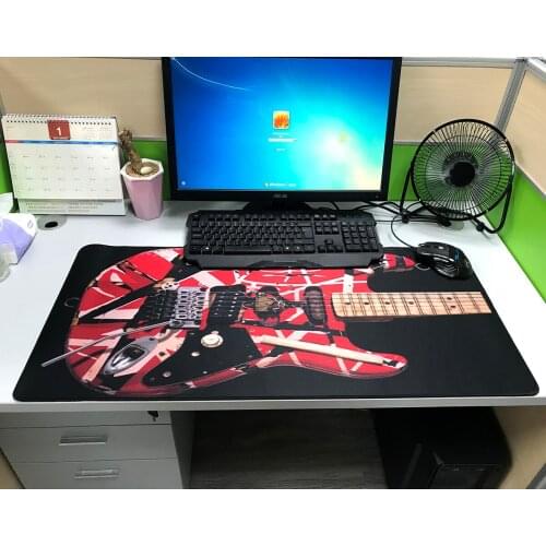Mairuige 900*400*3mm Red guitars Pattern Durable Gaming Computer Mouse Mat Silicone Optics Anime Large Lock Edge Mouse Pads