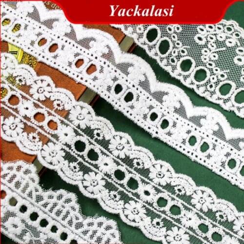 Cotton Embroidery Lace 14 Yds Butterfly Tie Lace Trims Double Sides Border Eyelet Mesh Trim DIY Garment Accessories 2cm-10cm