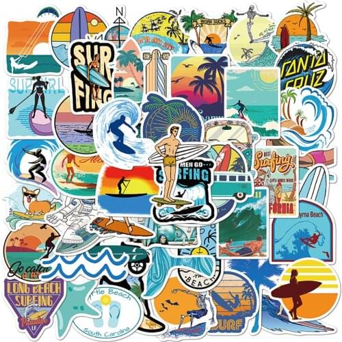 10/30/50PCS Summer Sports Outdoor Surfing Stickers Skateboard Guitar Laptop DIY Waterproof Cool Graffiti Sticker Decals for Kid