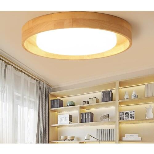 Minimalist Round LED Ceiling Lights Wooden for Living Room Bedroom Study Office Surface Mounted Lighting Fixture 5cm Height