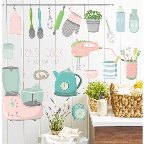 Cartoon Kitchen Pattern Wall Stickers Anti-oil Waterproof Home Decoration Mural Decals Wallpaper Kitchen Tile Sticker