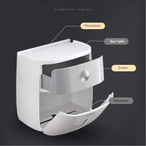 LEDFRE Wall Mounted Plastic Roll Tissue Box Toilet Paper Holder Shelf Storage Holder wall paper store box