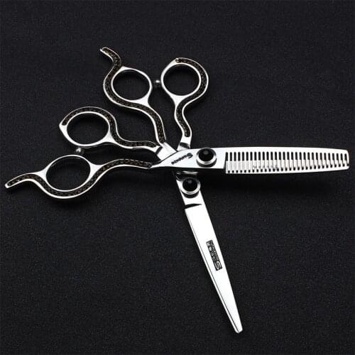 Genuine hair salon hair scissors wholesale 6-inch flat tooth scissors make thin scissors set for hair stylist